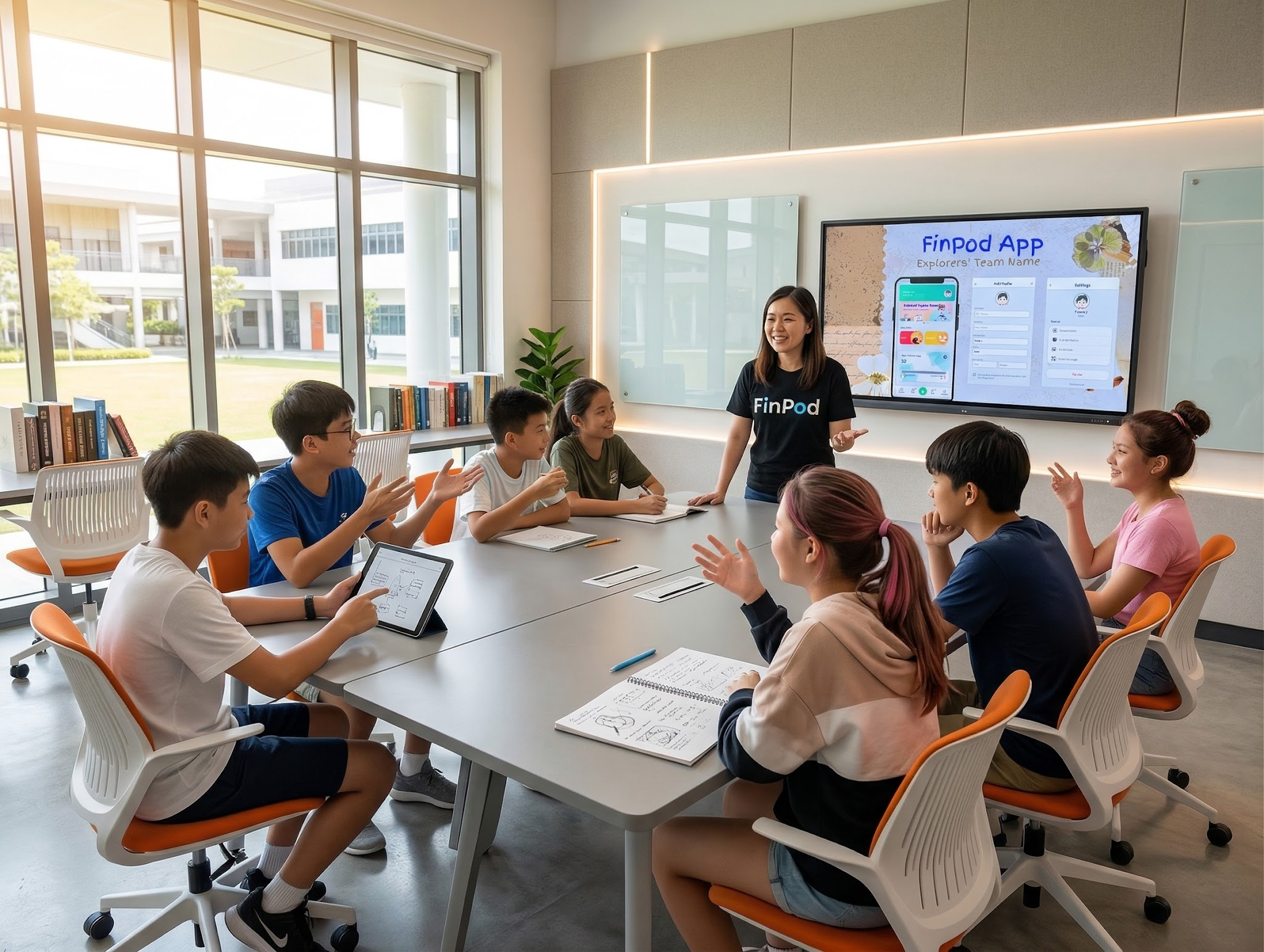 FinPod instructor leading an engaging financial literacy session with teen students